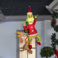 6' Airblown Hanging Grinch With Max Inflatable Christmas Dr Seuss Yard Decor Outdoor Decoration