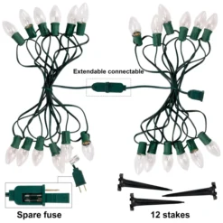 12pcs C9 Warm White Christmas Pathway Marker 15.75ft -Holiday Decor Store 12Packs Christmas Warm White C9 Pathway Marker 3 result 600x600 1