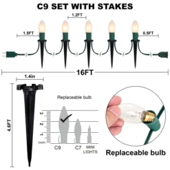 12pcs C9 Warm White Christmas Pathway Marker 15.75ft -Holiday Decor Store 12Packs Christmas Warm White C9 Pathway Marker 4 result 600x600 1