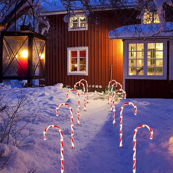 12pcs Christmas Candy Cane Pathway Markers 17in 3 12pcs Christmas Candy Cane Pathway Markers 17in - Image 3