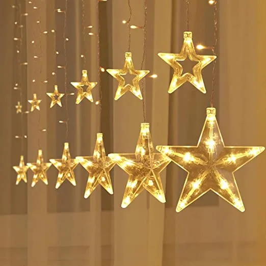 12pcs 138 LED Warm White Star String Lights 1 12pcs 138 LED Warm White Star String Lights