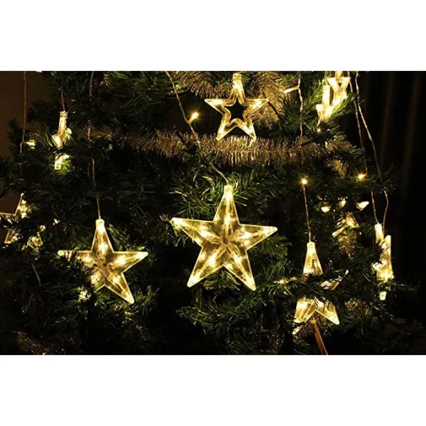 12pcs 138 LED Warm White Star String Lights 3 12pcs 138 LED Warm White Star String Lights - Image 3