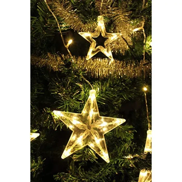 12pcs 138 LED Warm White Star String Lights 4 12pcs 138 LED Warm White Star String Lights - Image 4