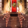 12pcs Christmas Candy Cane Led Pathway Lights 12in