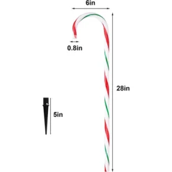 12pcs Thick Red And Green Candy Cane Light Stakes 28in -Holiday Decor Store 12pcs Thick Red And Green Candy Cane Light Stakes 28in