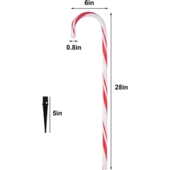 12pcs Thick Red And White Candy Cane Pathway Lights 28in -Holiday Decor Store 12pcs Thick Red and White Candy Cane Pathway Lights 28in 1