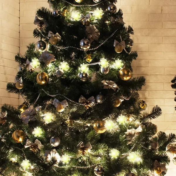 2x40 LED Warm White Led Snowflake String Lights 16ft 5 2x40 LED Warm White Led Snowflake String Lights 16ft - Image 5