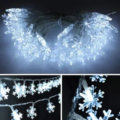 2x40 LED White Snowflake Fairy Lights 16ft -Holiday Decor Store 16ft 40 LED Snowflake Fairy Lights White 3 result 600x600 1