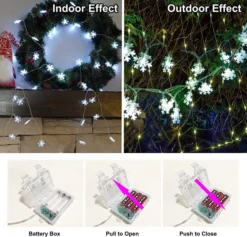 2x40 LED White Snowflake Fairy Lights 16ft -Holiday Decor Store 16ft 40 LED Snowflake Fairy Lights White 5 result 600x576 1