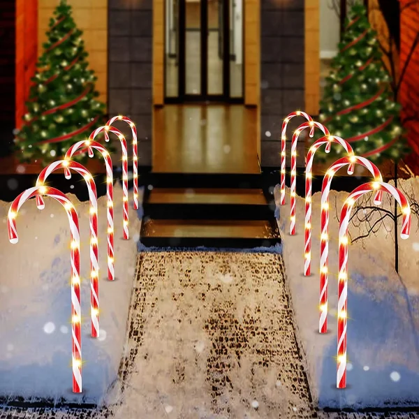 12pcs Christmas Candy Cane Pathway Markers 17in 1 12pcs Christmas Candy Cane Pathway Markers 17in