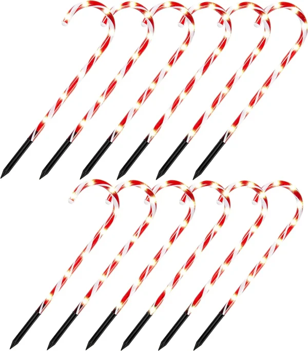 12pcs Christmas Candy Cane Pathway Markers 17in 2 12pcs Christmas Candy Cane Pathway Markers 17in - Image 2