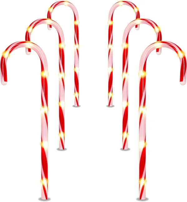 6pcs Candy Cane Christmas Pathway Markers 17in 2 6pcs Candy Cane Christmas Pathway Markers 17in - Image 2