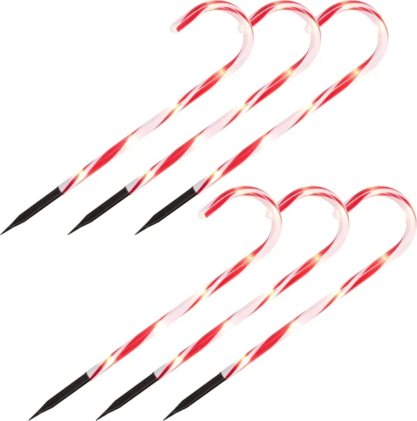 6pcs Candy Cane Christmas Pathway Markers 17in 4 6pcs Candy Cane Christmas Pathway Markers 17in - Image 4