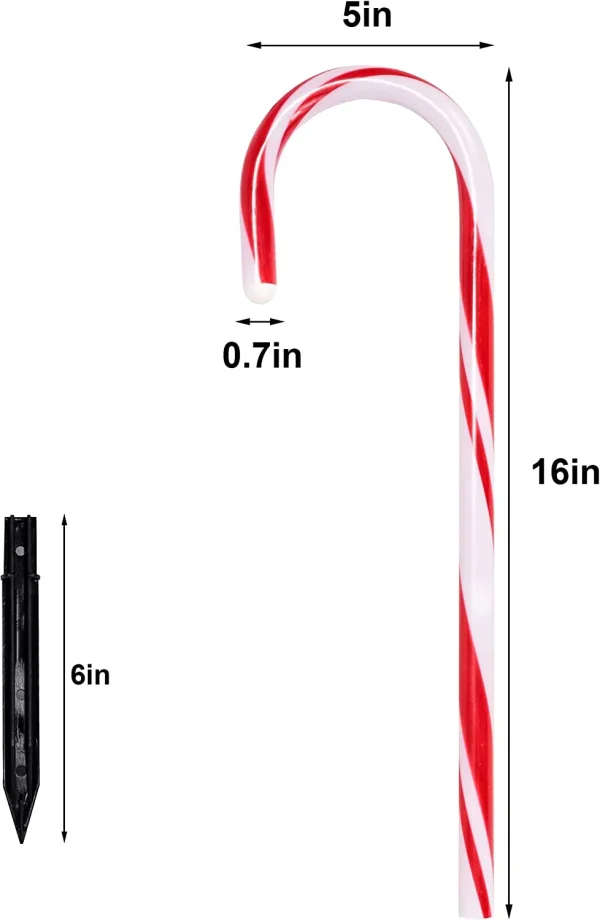 6pcs Candy Cane Christmas Pathway Markers 17in 5 6pcs Candy Cane Christmas Pathway Markers 17in - Image 5