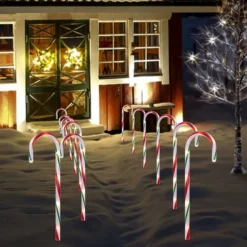 6pcs Christmas Pathway Lights Candy Cane 17in -Holiday Decor Store 17 Green Christmas Candy Cane Pathway Markers Lights with Stake Set of 12 4 result 600x600 1