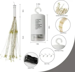 2pcs 120 LED Warm White Starburst Fairy Lights -Holiday Decor Store 2 Pack 120 LED Hanging Fairy Lights Warm White 3 result 600x584 1