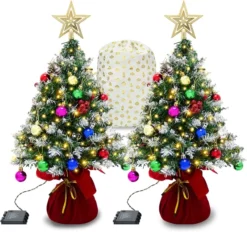 2pcs Tabletop Flocked Christmas Tree Prelit 24in -Holiday Decor Store 2 Pack of 24 Flocked Prelit Tabletop Christmas Tree 2 result 600x564 1