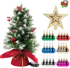 2pcs Tabletop Flocked Christmas Tree Prelit 24in -Holiday Decor Store 2 Pack of 24 Flocked Prelit Tabletop Christmas Tree 3 result 600x582 1