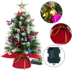 2pcs Tabletop Flocked Christmas Tree Prelit 24in -Holiday Decor Store 2 Pack of 24 Flocked Prelit Tabletop Christmas Tree 4 result 600x584 1