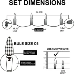 2x70 C6 LED Warm White Led String Lights -Holiday Decor Store 2 x 70 LED C6 Christmas String Lights 6 result 600x597 1