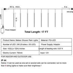 2 X 8 Tubes (12in) Christmas Icicle String Lights, Warm White -Holiday Decor Store 2 x 8 tubles 12in Christmas Icicle String Lights Warm White