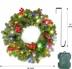 Christmas Holiday Wreath With Multicolored Lights 20in 8 Christmas Holiday Wreath With Multicolored Lights 20in -Holiday Decor Store 20 Christmas Holiday Wreath with Multicolored Lights 3 result 600x568 1