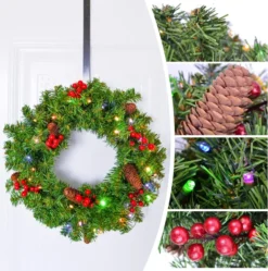 Christmas Holiday Wreath With Multicolored Lights 20in 11 Christmas Holiday Wreath With Multicolored Lights 20in -Holiday Decor Store 20 Christmas Holiday Wreath with Multicolored Lights 6 result 600x605 1