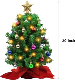 2pcs Artificial Mini Prelit Tabletop Christmas Tree Set 20in -Holiday Decor Store 20 Tabletop Christmas Tree with Decoration Kit 6 result 600x644 1