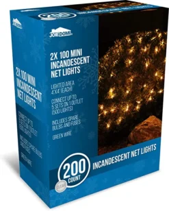 2x100 Warm White Christmas Net Lights 4x4ft -Holiday Decor Store 200 Incandescent Warm White Christmas Net Lights 5