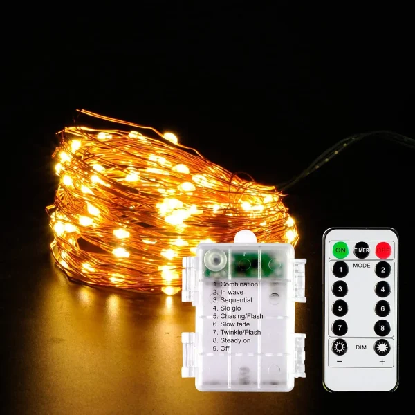 200 LED Warm White Led Copper Wire String Lights 66ft 5 200 LED Warm White Led Copper Wire String Lights 66ft - Image 5