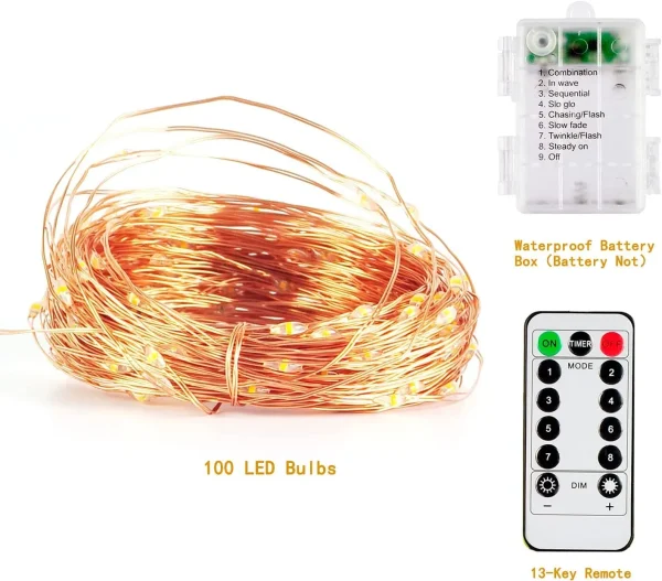 200 LED Warm White Led Copper Wire String Lights 66ft 6 200 LED Warm White Led Copper Wire String Lights 66ft - Image 6