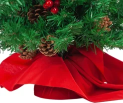 LED Warm White Tabletop Prelit Mini Christmas Tree 22in -Holiday Decor Store 22 Prelit Tabletop Christmas Tree with Holy Leaves amp Pine Cones 4 result 600x501 1