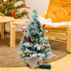 Pre Lit Snow Flocked Christmas Tree Tabletop 20in -Holiday Decor Store 22 Snow Flocked Prelit Table top Christmas Tree 3 result 600x600 1