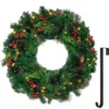 Pre Lit Artificial Christmas Wreath 24in