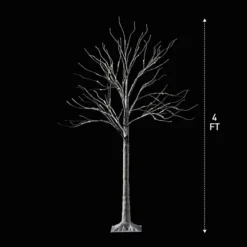 2x 4ft White Birch Tree With 64 LED Lights -Holiday Decor Store 2Pcs 64 LED White Birch Tree with Lights 4ft 4