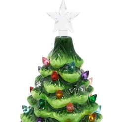 2pcs Pre Lit Ceramic Tabletop Christmas Tree 7in -Holiday Decor Store 2Pcs Ceramic Christmas Trees 7in 1 1