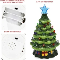 2pcs Pre Lit Ceramic Tabletop Christmas Tree 7in -Holiday Decor Store 2Pcs Ceramic Christmas Trees 7in 2 1