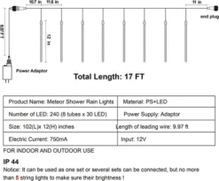 2x 8 Tubes (12in) Christmas Falling Rain Drop Icicle String Lights -Holiday Decor Store 2Pcs Christmas Falling Rain Drop Icicle String Lights 2 600x497 1