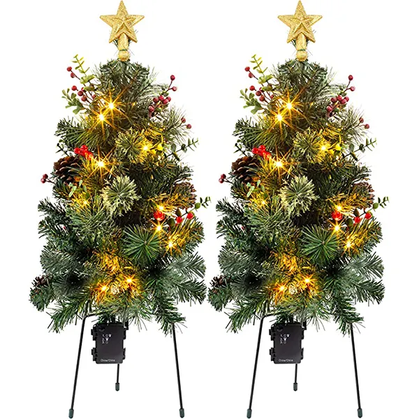 2pcs Prelit Christmas Tree Pathway Lights 24in 1 2pcs Prelit Christmas Tree Pathway Lights 24in