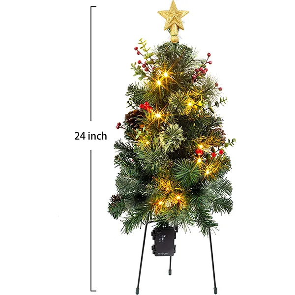 2pcs Prelit Christmas Tree Pathway Lights 24in 2 2pcs Prelit Christmas Tree Pathway Lights 24in - Image 2