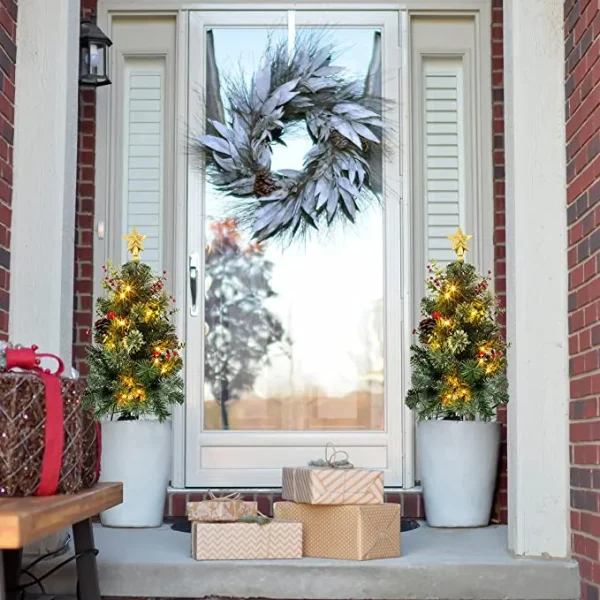 2pcs Prelit Christmas Tree Pathway Lights 24in 6 2pcs Prelit Christmas Tree Pathway Lights 24in - Image 6