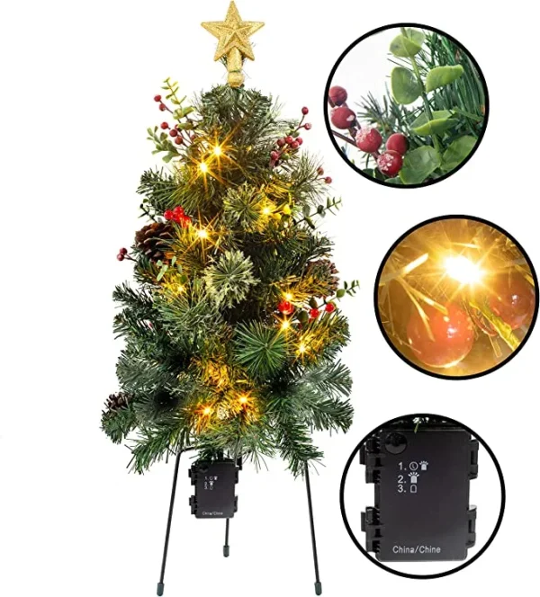 2pcs Prelit Christmas Tree Pathway Lights 24in 3 2pcs Prelit Christmas Tree Pathway Lights 24in - Image 3