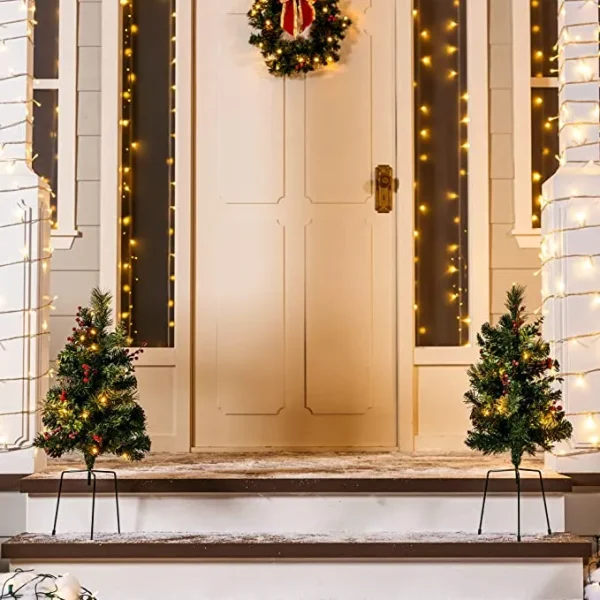 2pcs Prelit Christmas Tree Pathway Lights 24in 4 2pcs Prelit Christmas Tree Pathway Lights 24in - Image 4