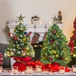 2pcs 50 LED Mini Tabletop Christmas Tree Prelit 24in -Holiday Decor Store 2Pcs Prelit Tabletop Christmas Tree 24in 3 1 600x600 1