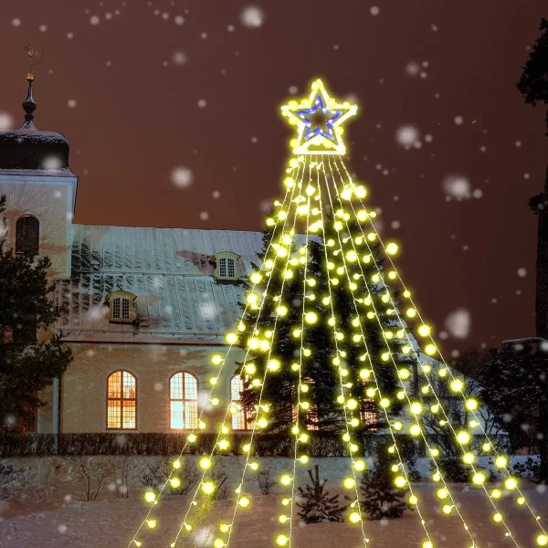 345 LED 8 Lighting Modes Waterfall Lights Warm White 16.4ft 2 345 LED 8 Lighting Modes Waterfall Lights Warm White 16.4ft - Image 2