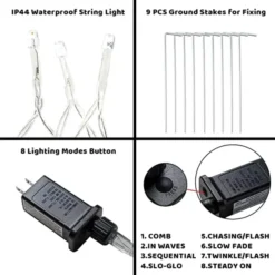 345 LED 8 Lighting Modes Waterfall Lights Warm White 16.4ft 11 345 LED 8 Lighting Modes Waterfall Lights Warm White 16.4ft -Holiday Decor Store 345 LED 8 Lighting Modes Waterfall Lights Warm White 7 600x600 1