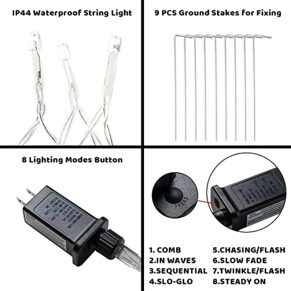 345 LED 8 Lighting Modes Waterfall Lights Warm White 16.4ft 6 345 LED 8 Lighting Modes Waterfall Lights Warm White 16.4ft - Image 6
