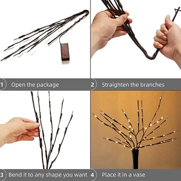 3Pcs Branch Lights, Warm White 29in 4 3Pcs Branch Lights, Warm White 29in - Image 4