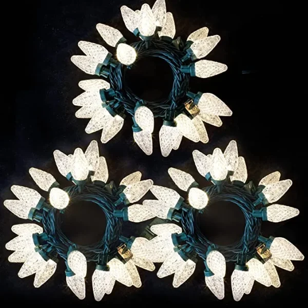 3x25 LED Warm White C9 Led Christmas String Lights 3 3x25 LED Warm White C9 Led Christmas String Lights - Image 3