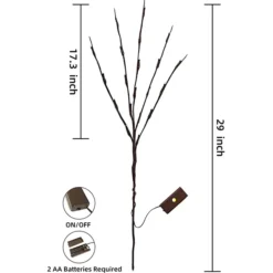 3Pcs Branch Lights, Warm White 29in 10 3Pcs Branch Lights, Warm White 29in -Holiday Decor Store 3Pcs 7 LED Christmas Multicolor Bubble String Lights 7ft